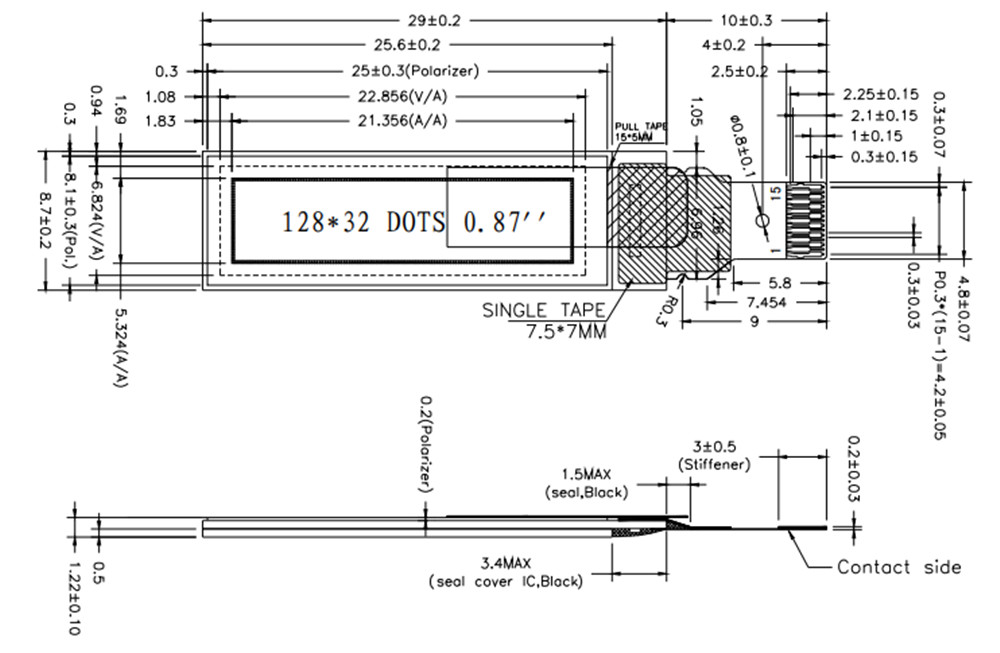 0.87 inch Monochrome OLED lcd-02