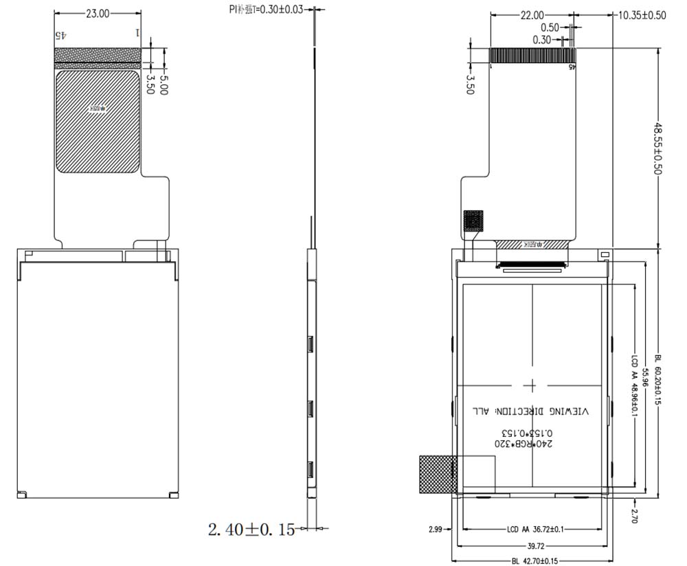 2.4 240x320 IPS TFT QVGA ST7789T3 45 Pin RGB SPI-02