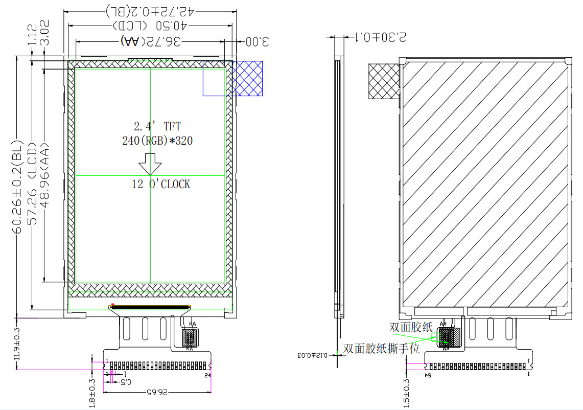 2.4 240x320 TN TFT QVGA ILI9340X 24 Pin MCU (2)