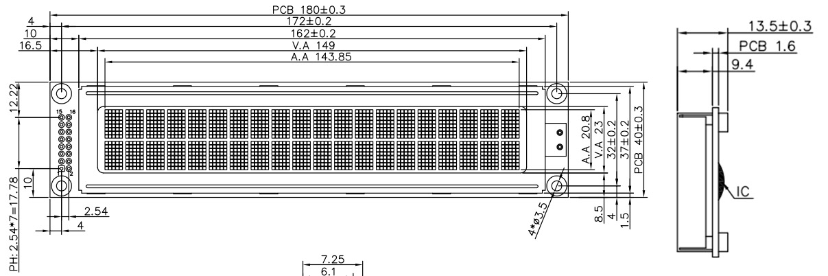 20x2 LCD display module with Yellow-Green backlight 2002-01 (3)