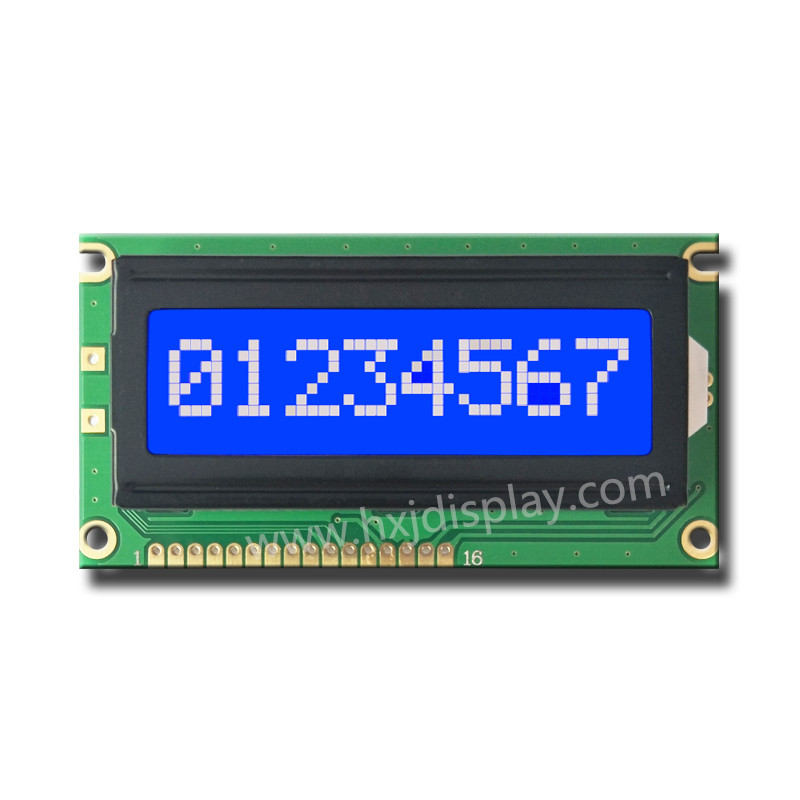 8×1 blue transmissive character lcd